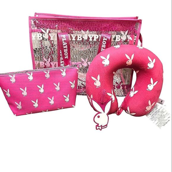Playboy 4-PC Signature Logo Transparent Tote Travel Set - Picture 1 of 6